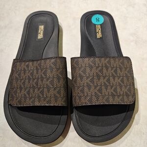 Michael Kors Black Slide Sandals with Logo
